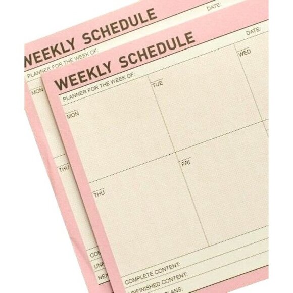 Weekly Planner Notepad Tear Off  Pads Pink White 20 pages X 2 - Picture 2 of 3